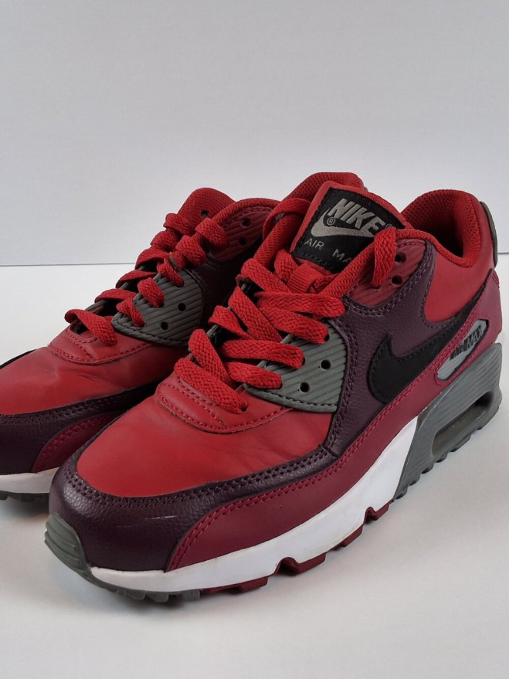 Nike Air Max 90 GS Red Gray Sneakers Youth Size 4Y EU 36 - Picture 7 of 16